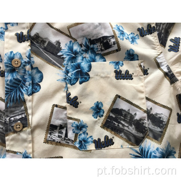 Camisa Havaí com impressão 100% algodão